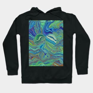 Tie Dye Ripples - Psychedelic Art, heart tie dye, deep sea Hoodie